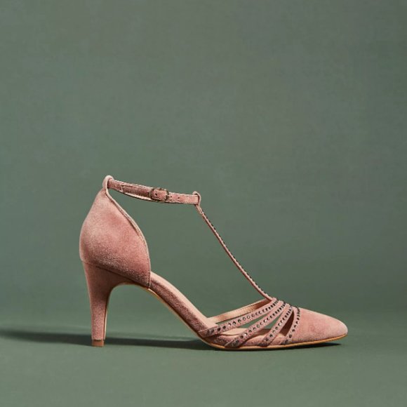 NWB Anthropologie Black T-Strap Heels Size 6.5 - Picture 4 of 8